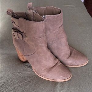Charlotte Russe Taupe Ankle Booties with Buckle